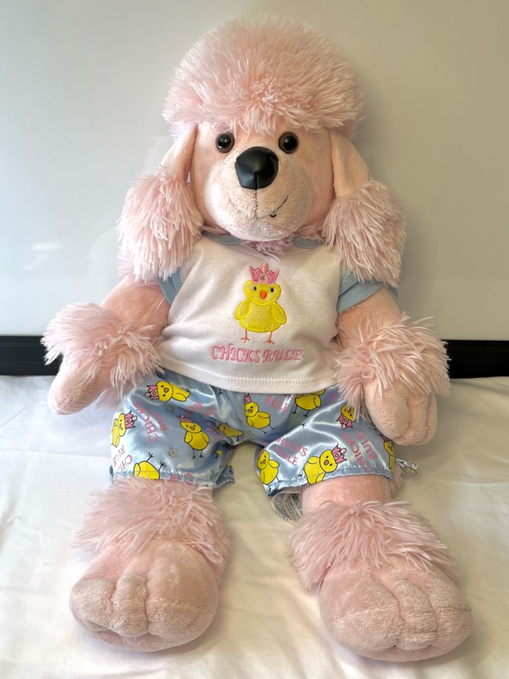 Build-A-Bear Pink Plush Poodle in Chicks Rule Print Outfit 20 inch